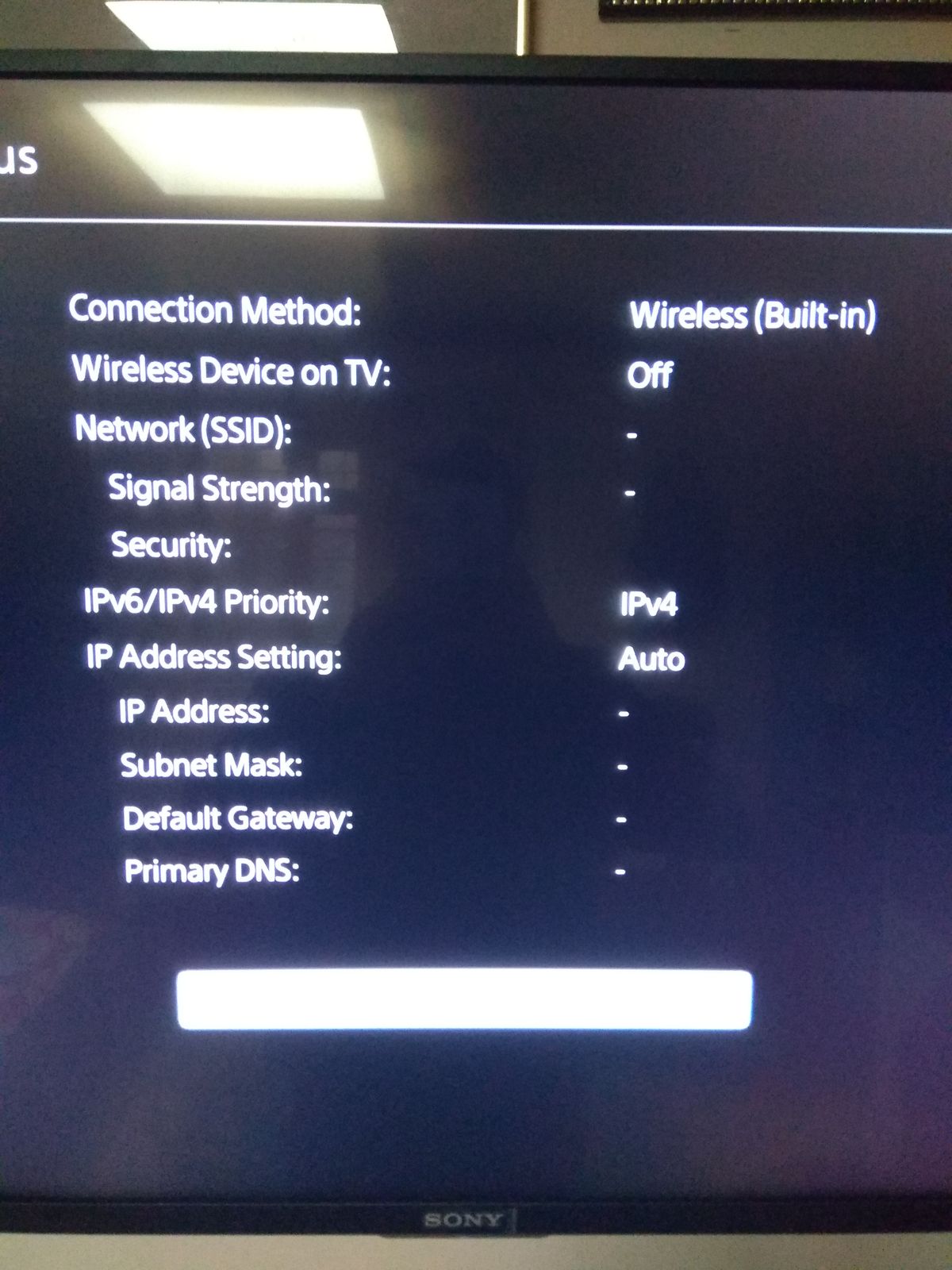 Wireless device on tv is off