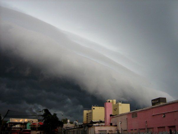 A wave of clouds. A quick storm came in at Virginia Beach. It took about 15 minutes and it was going as a ice cube on fire.